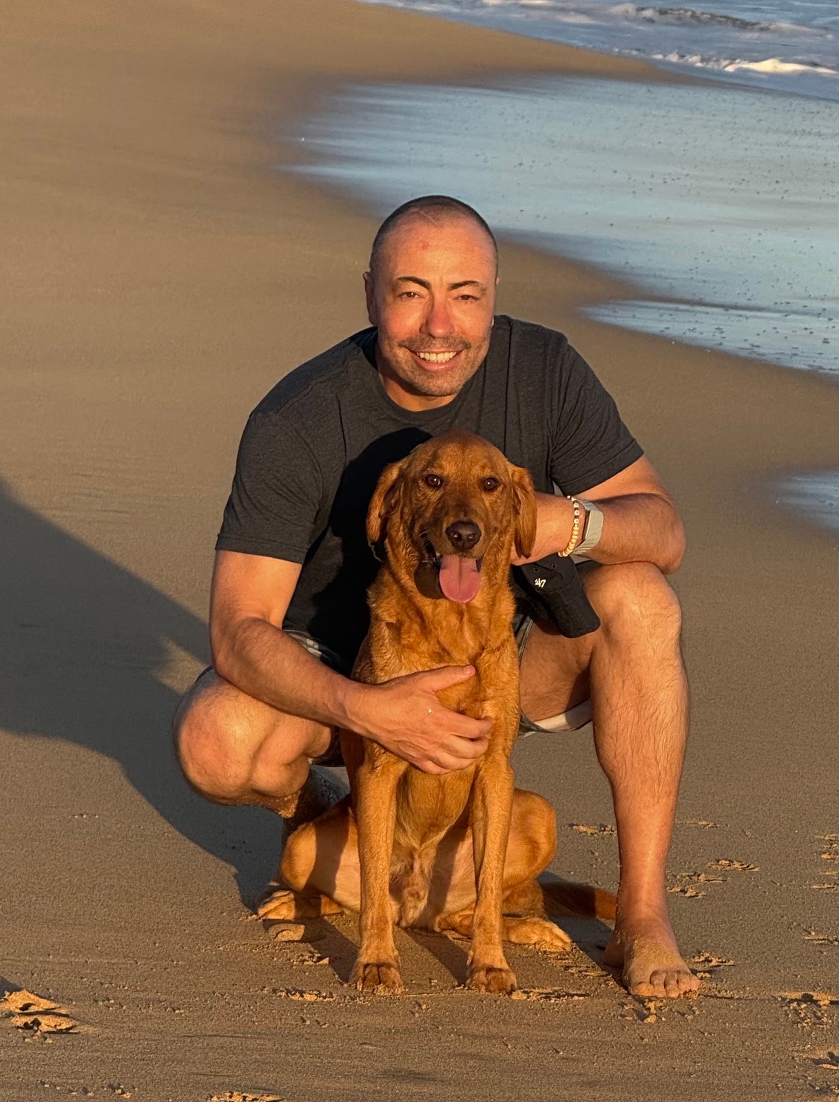 Chris Stiebler and Johnson at the beach